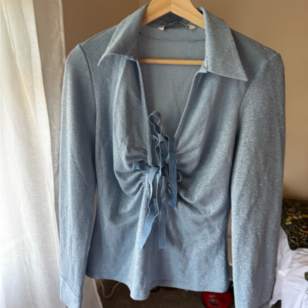 Shimmering Blue Long Sleeve Zara Blouse